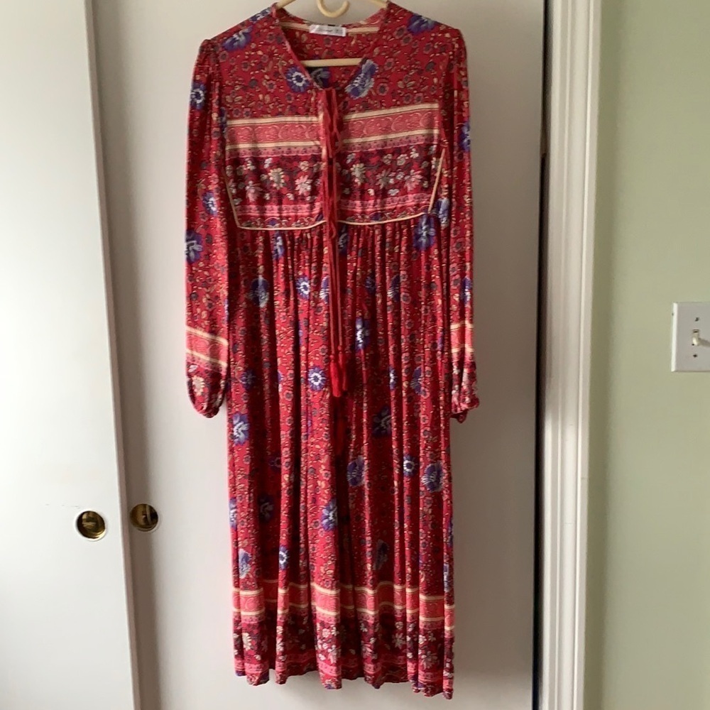 R.Vivimos Floral Long Sleeve Bohemian Dress S